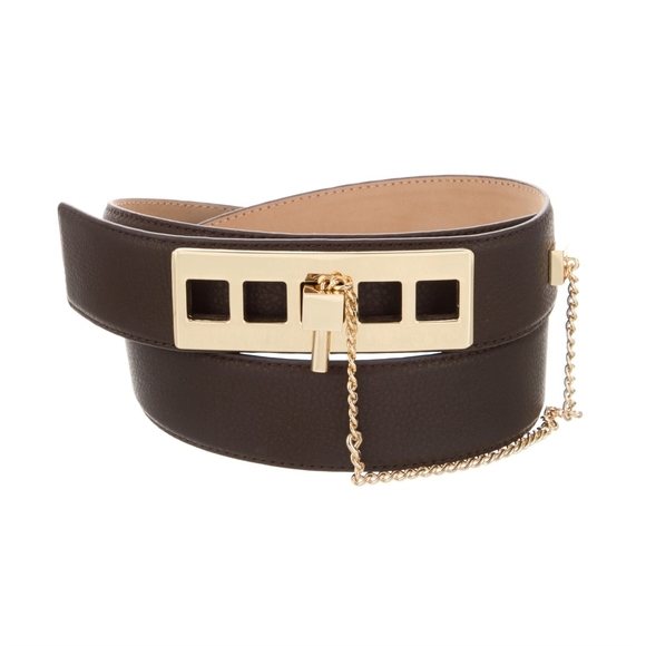 B-Low the Belt Accessories - B-Low the Belt Dark Brown Belt with Gold Chain Detail